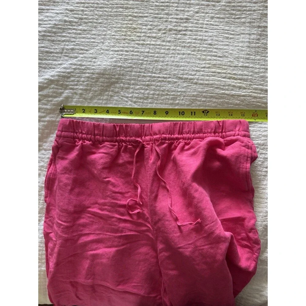 H&M M Pink Linen Blend Wide Leg Pants Casual Euro Summer Lounge Trousers Coastal